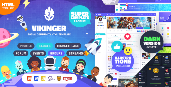 Vikinger v1.2.3 - Social Community and Marketplace HTML Template