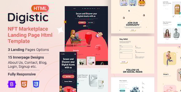 Digistic v1.0 - NFT Marketplace Landing Page Html Template