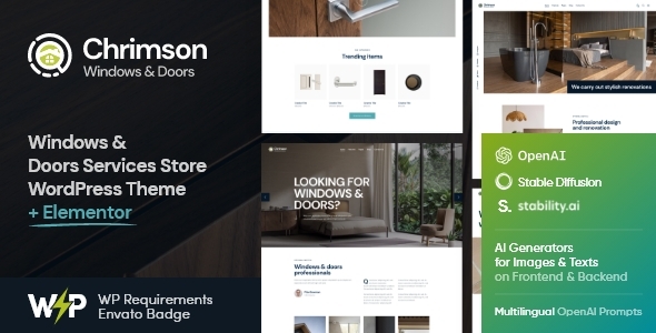 Chrimson v2.2 - Windows & Doors Installation Services Store WordPress Theme + AI