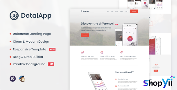Detalapp v1.0 - App Unbounce Landing Page Template
