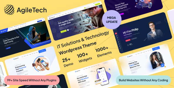 Agiletech v1.0.2 - IT Solutions Service Technology Saas Software Startup WordPress Theme