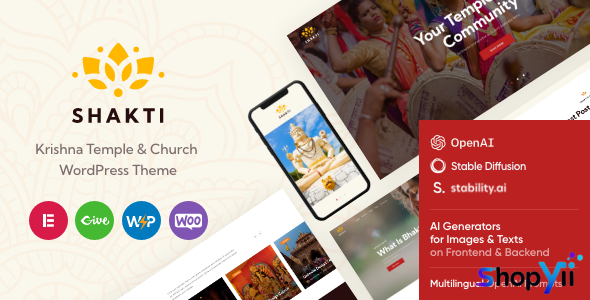 Shakti v1.0 - Krishna Temple & Church WordPress Theme