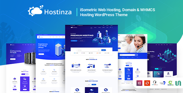 Hostinza v2.6 - Isometric Domain & Whmcs Web Hosting WordPress Theme