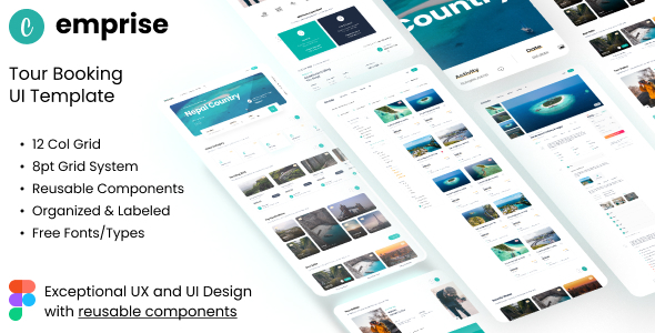 Emprise UI v1.0 - Tour Travel Landing Page Figma Template