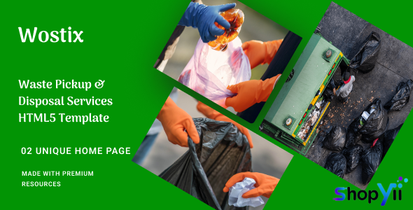 Wostix - Waste Pickup & Disposal Services HTML5 Template