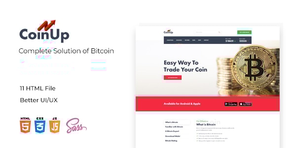 Coinup - Complete Solution of Bitcolin HTML and Sass Template