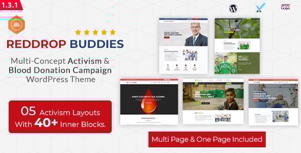 Reddrop Buddies v1.3.0 – Multi-Concept Activism & Blood Donation Campaign WordPress Theme