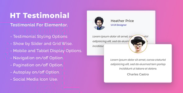 HT Testimonial For Elementor v1.0.0