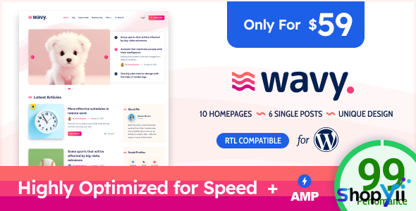 Wavy v1.8.5 - Modern & Lightweight Blog for WordPress