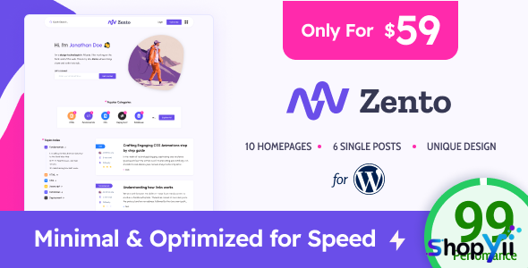 Zento v1.4.5 - Modern & Lightweight Blog for WordPress