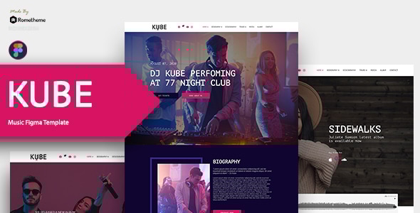 Kube v1.0 - Music, Band, Dj Figma Template