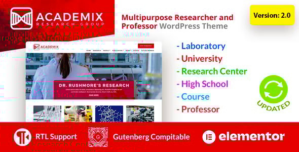 Academix v1.2.1 - Multipurpose Education, Researcher and Professor WordPress Theme