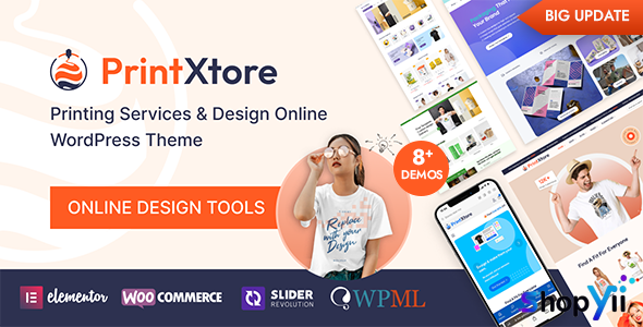PrintXtore v1.7.4 – Printing Services & Design Online WordPress WooCommerce Theme