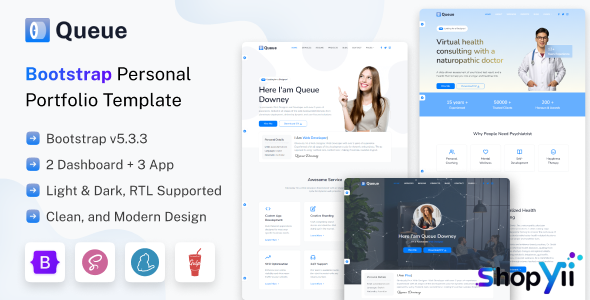 Queue v1.1 - Personal Portfolio, Resume Template