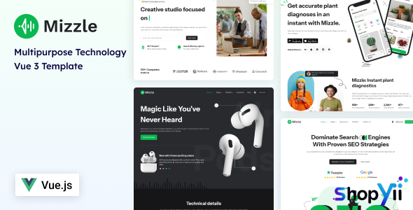 Mizzle - Vue & Bootstrap Technology and Corporate Template