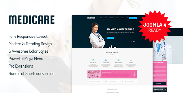 Medicare v3.9.6 - Responsive Joomla Template For Medical Service Website