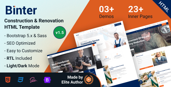 Binter v1.0 - Renovation & Building Bootstrap 5 Template