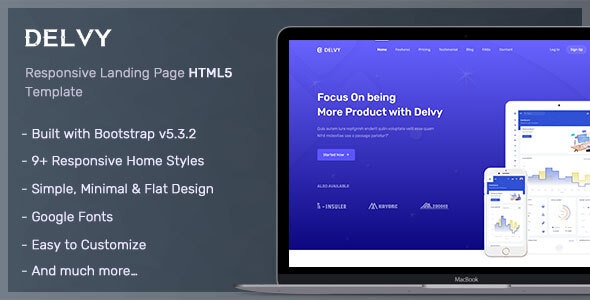 Delvy v1.0 - Responsive Landing Page Template