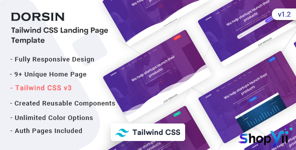 Dorsin v1.1 - Tailwind CSS Landing Page Template