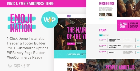 EmojiNation v1.0.2 - Night Club & Concert Event WordPress Theme