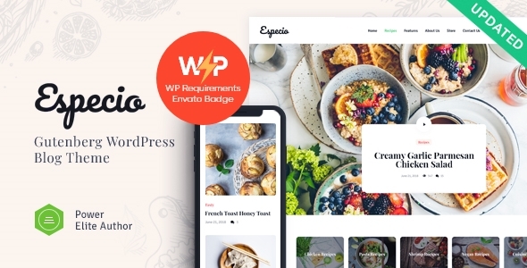 Especio v1.0.1 - Personal Gutenberg Food Blog WordPress Theme