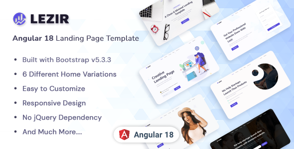 Lezir v1.0 - Angular 9 Landing Page Template