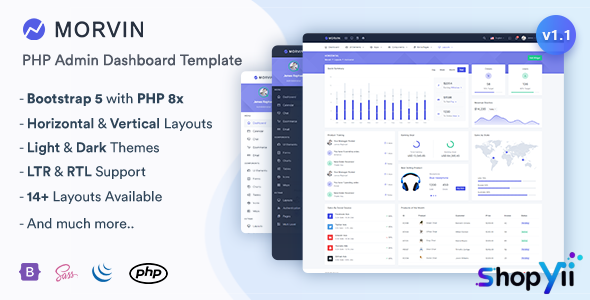 Morvin - PHP Admin & Dashboard Template