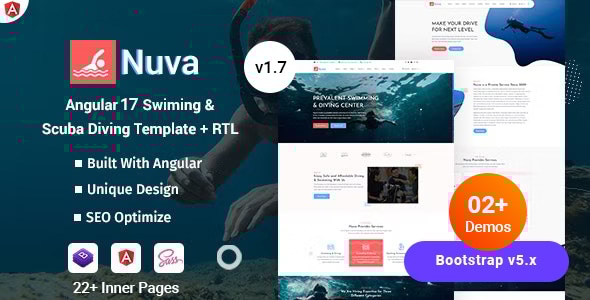 Nuva v1.3 - Angular 13 Diving & Swimming School Template