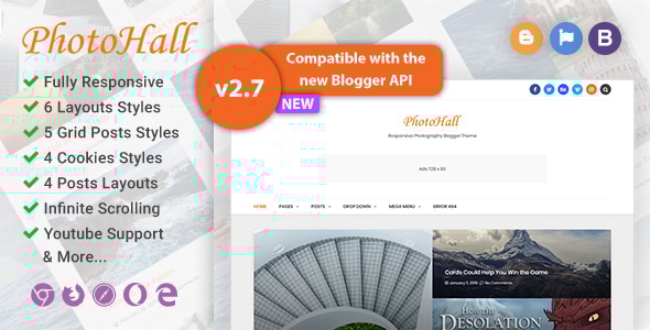 PhotoHall v2.0 - Responsive Photography Blogger Theme