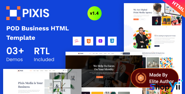 Pixis v1.2 - Print on Demand Service Providers Template