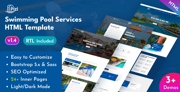 Pizi v1.2 - Swimming Pool Services HTML Template