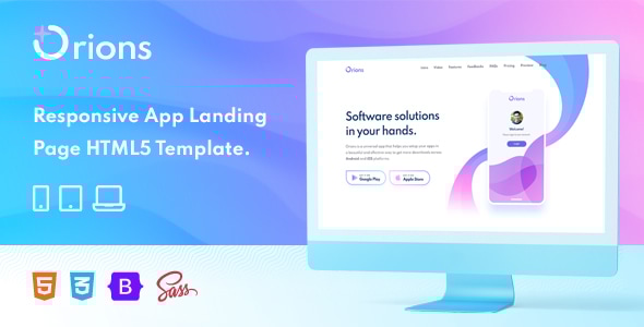 Orions v1.0 – Responsive App Landing Page HTML Template