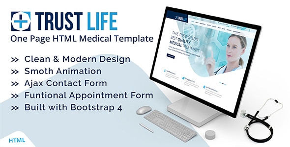 Trustlife v1.0 - Medical and Health Landing Page HTML Template with RTL