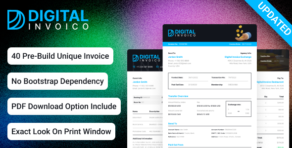 Digital Invoico - Invoice HTML Template for Ready to Print