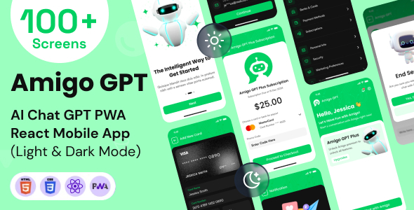 Amigo Chat GPT - AI Chatbot GPT Mobile App PWA React Template