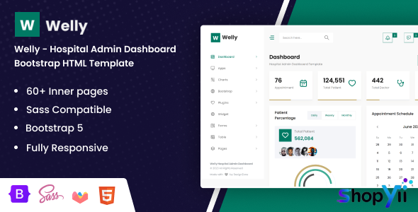Welly v1.0 - Hospital Admin Dashboard Bootstrap HTML Template