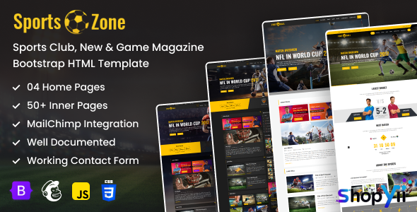 SportsZone v1.0 - Sports Club, New & Game Magazine Mobile Responsive Bootstrap HTML Template