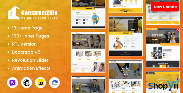 ConstructZilla v1.0 - Construction, Renovation & Building Bootstrap 4 Template With RTL Ready