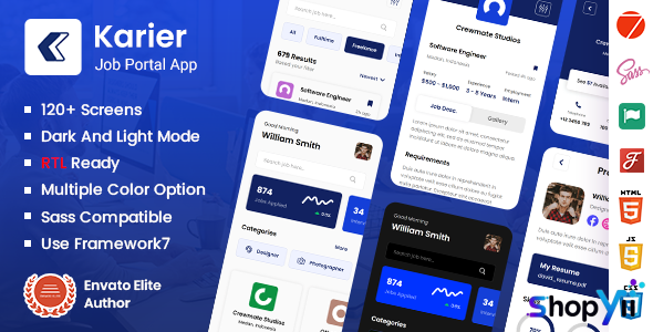 Karier v1.0 - Job Portal Mobile App Framework7 PWA Template