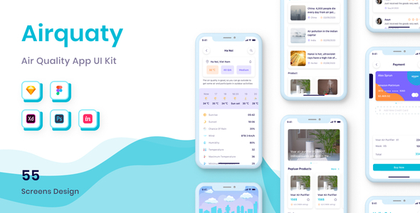 Airquaty v1.0 - Air Quality App UI Kit