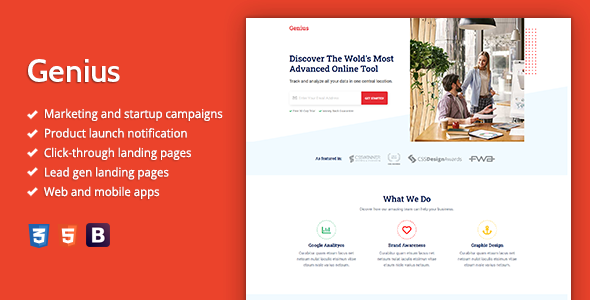 Genius v1.0 - Premium HTML Landing Page Template