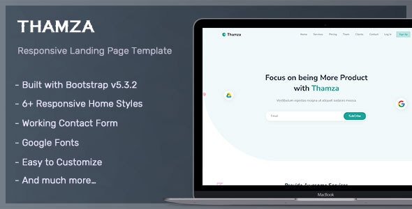Thamza v1.0 - Responsive Landing Page Template