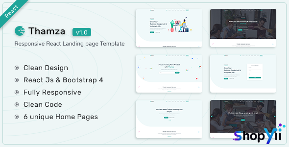 Thamza v1.0 - React Js Landing Page Template