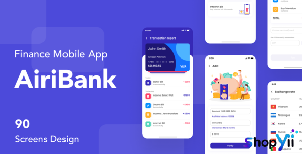 AiriBank v1.0 - Finance Mobile App UI KIT