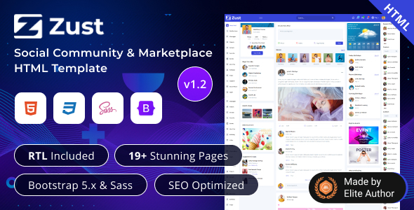 Zust v1.0 - Social Community & Marketplace HTML Template