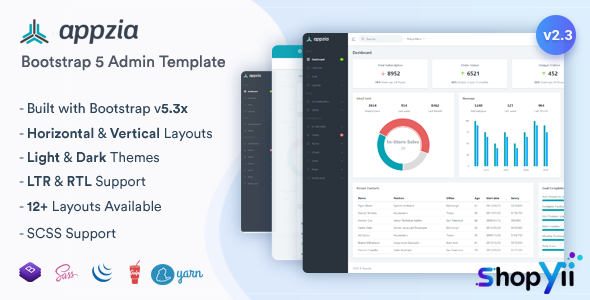 Appzia v2.0 - Responsive Bootstrap 5 Admin Dashboard