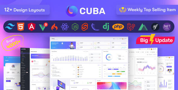 Cuba - Bootstrap 4 & 5 HTML, React, Angular 12, VueJS & Laravel Admin Dashboard Template (17 May 2021)