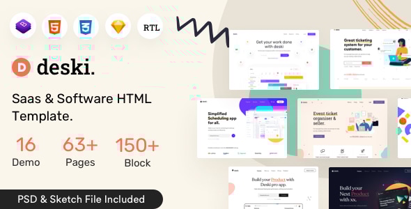 Deski - Saas & Software HTML + RTL Template - 6 August 2022