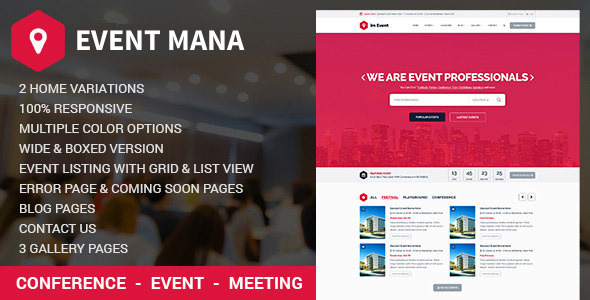 EventMana v1.9.1 - Event Management WordPress Theme