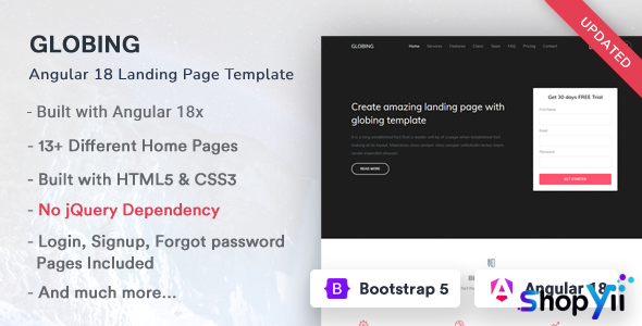 Globing v1.0 - Angular 12 Landing Page Template